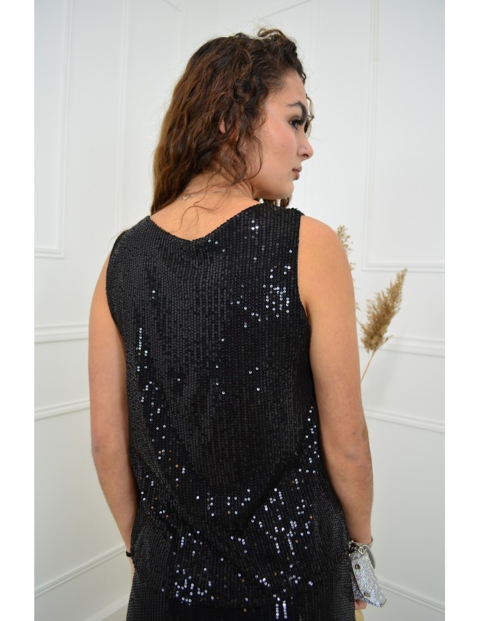 Débardeur noir à paillettes - femme - Accueil