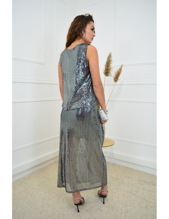 Débardeur gris à paillettes - femme - Accueil