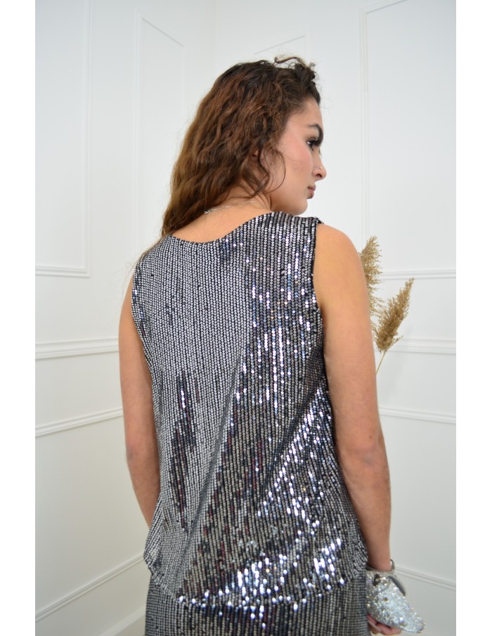 Débardeur gris à paillettes - femme - Accueil