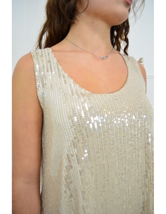 Débardeur champagne à paillettes - femme - Accueil