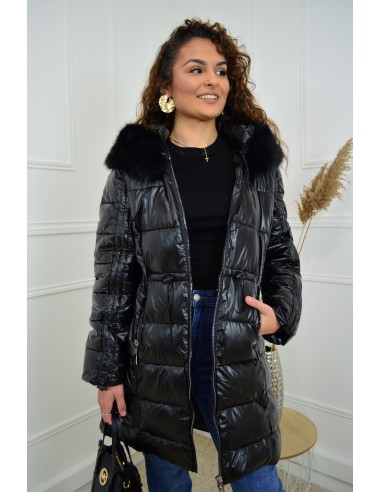 Doudoune mi-longue noire avec capuche...