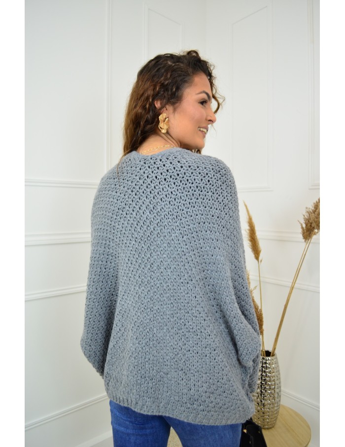 Gilet en maille ajourée gris – femme - Accueil