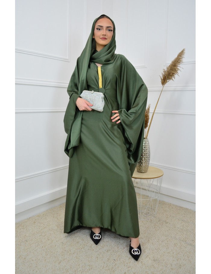 Robe abaya kaki avec voile intégrée - femme - Accueil