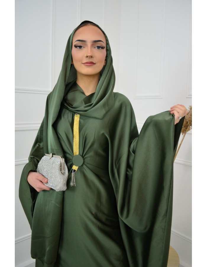 Robe abaya kaki avec voile intégrée - femme - Accueil