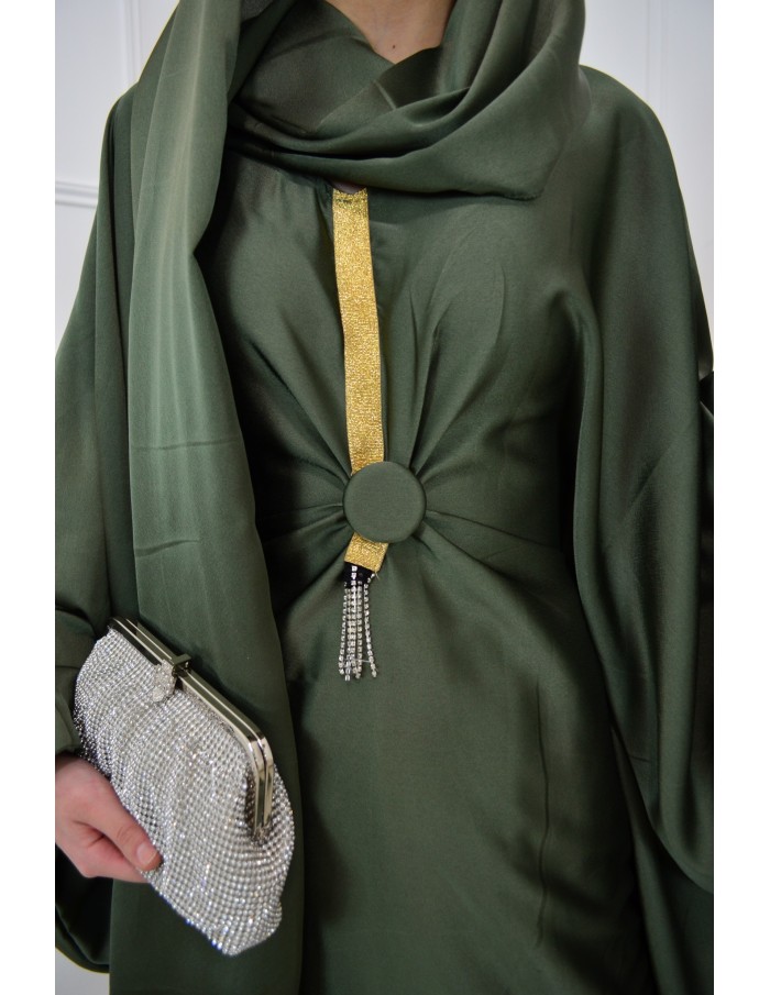 Robe abaya kaki avec voile intégrée - femme - Accueil
