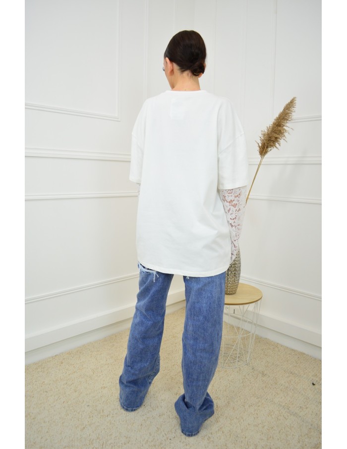 T-shirt Femme Manches Longues avec Dentelle |Confort - Zerda