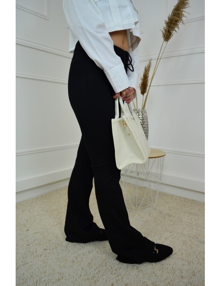 Pantalon Évasé en Tissu Taille Élastiquée - Confort et Élégance