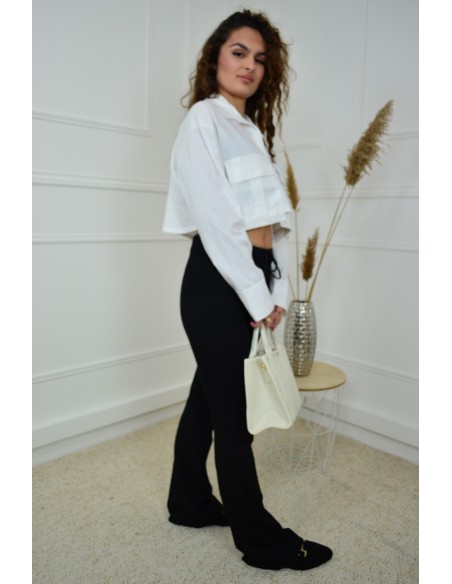 Pantalon Évasé en Tissu Taille Élastiquée - Confort et Élégance