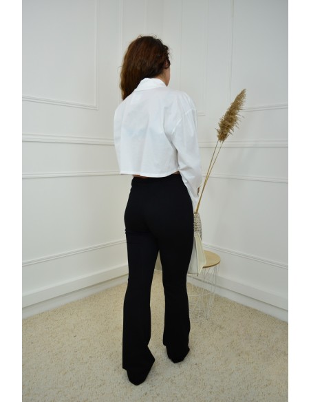 Pantalon Évasé en Tissu Taille Élastiquée - Confort et Élégance