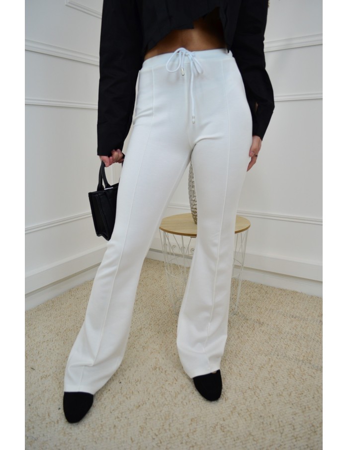 Pantalon Évasé en Tissu Taille Élastiquée - Confort et Élégance