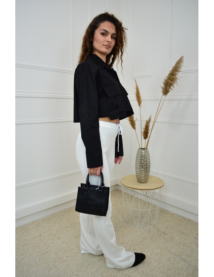 Pantalon Évasé en Tissu Taille Élastiquée - Confort et Élégance