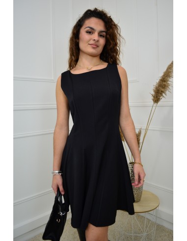 Robe noire courte évasé - femme