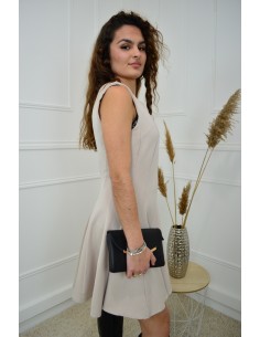 Robe beige courte évasé -... 2