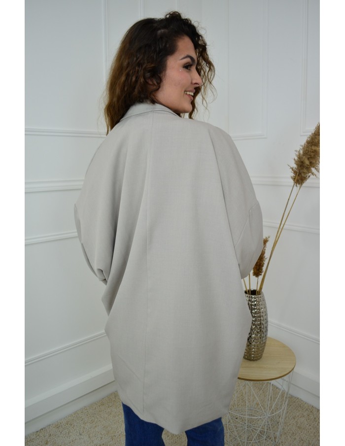 Blazer Oversize Mi-Long Taupe Femme | Élégance et Confort