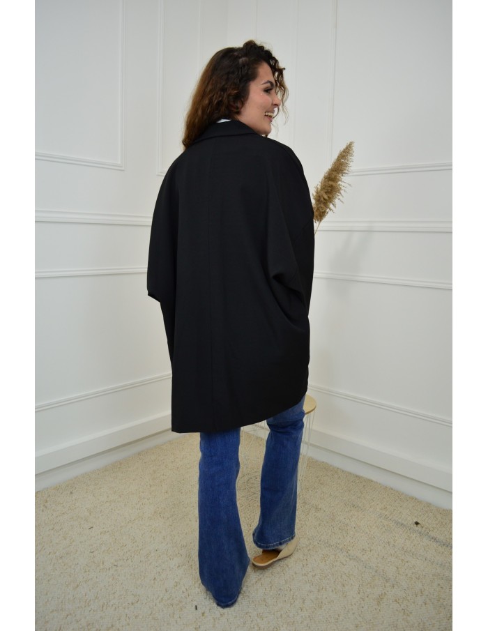 Blazer Oversize Mi-Long Noir Femme | Élégance et Confort
