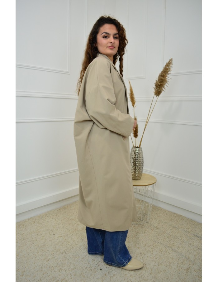 Manteau Blazer Oversize Beige Long Femme | Élégance et Confort