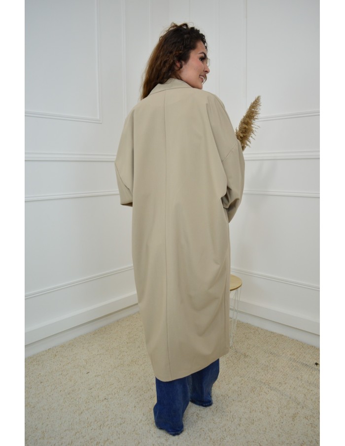 Manteau Blazer Oversize Beige Long Femme | Élégance et Confort