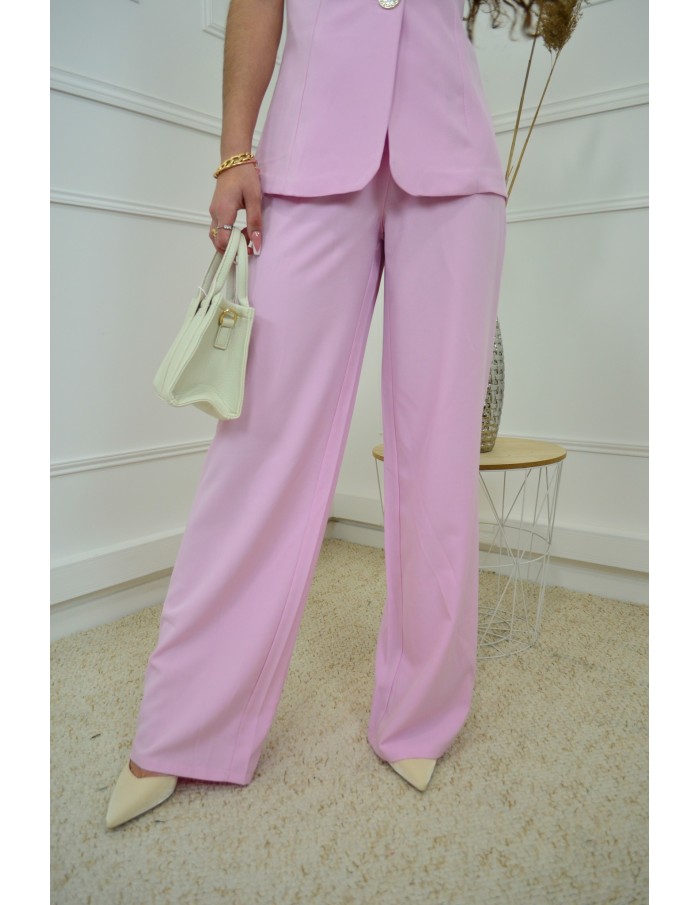Ensemble 2 pièces rose : gilet et pantalon fluide - Accueil