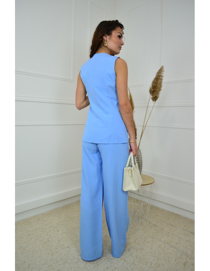 Ensemble 2 pièces bleu : gilet et pantalon fluide - Accueil