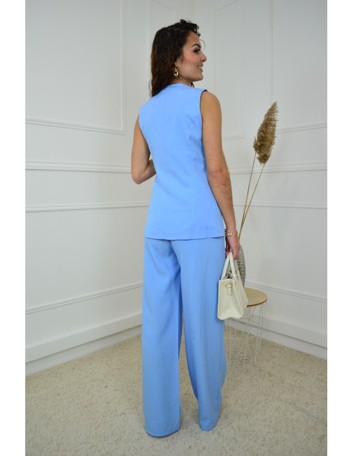 Ensemble 2 pièces bleu : gilet et pantalon fluide - Accueil