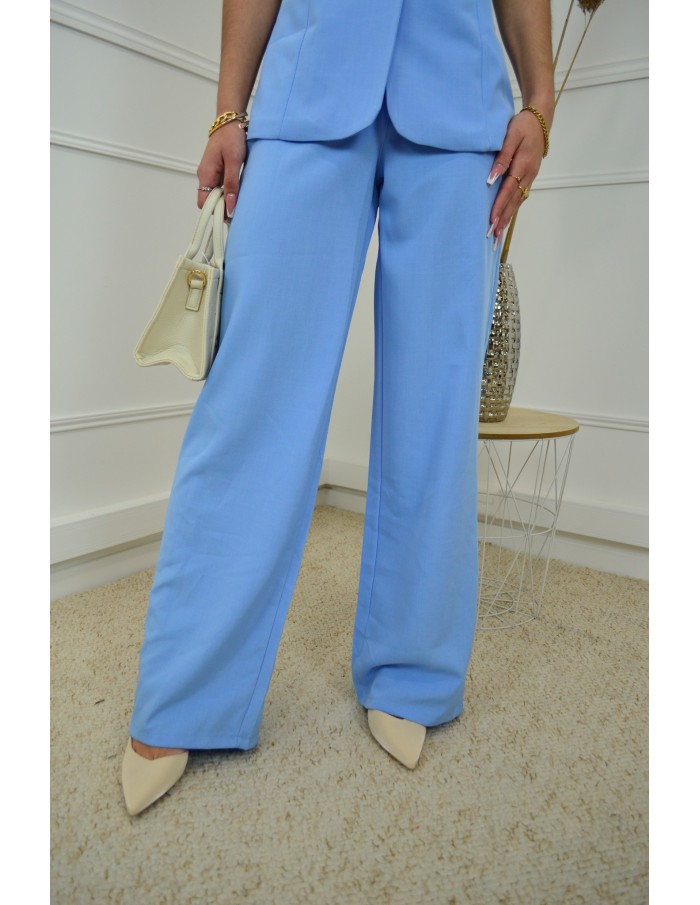 Ensemble 2 pièces bleu : gilet et pantalon fluide - Accueil