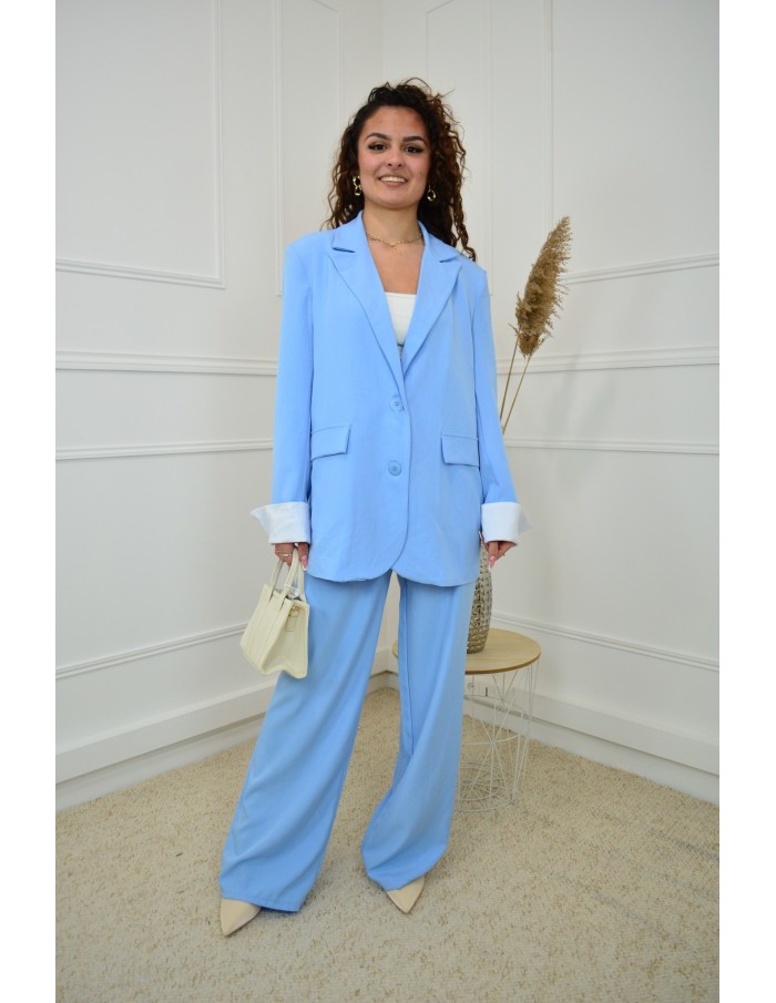 Ensemble 2 Pièces Bleau: Blazer et Pantalon - femme - Accueil