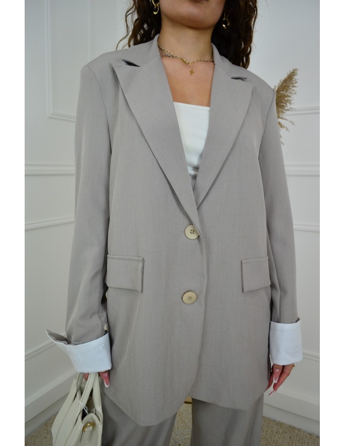 Ensemble 2 Pièces Gris clair : Blazer et Pantalon - femme - Accueil