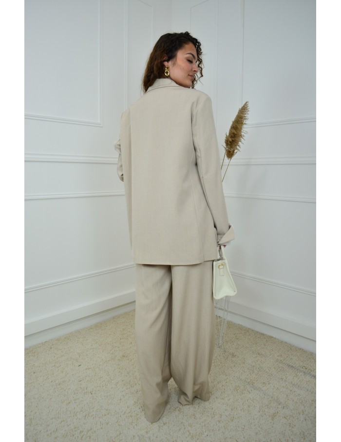 Ensemble 2 Pièces Beige : Blazer et Pantalon - femme - Accueil