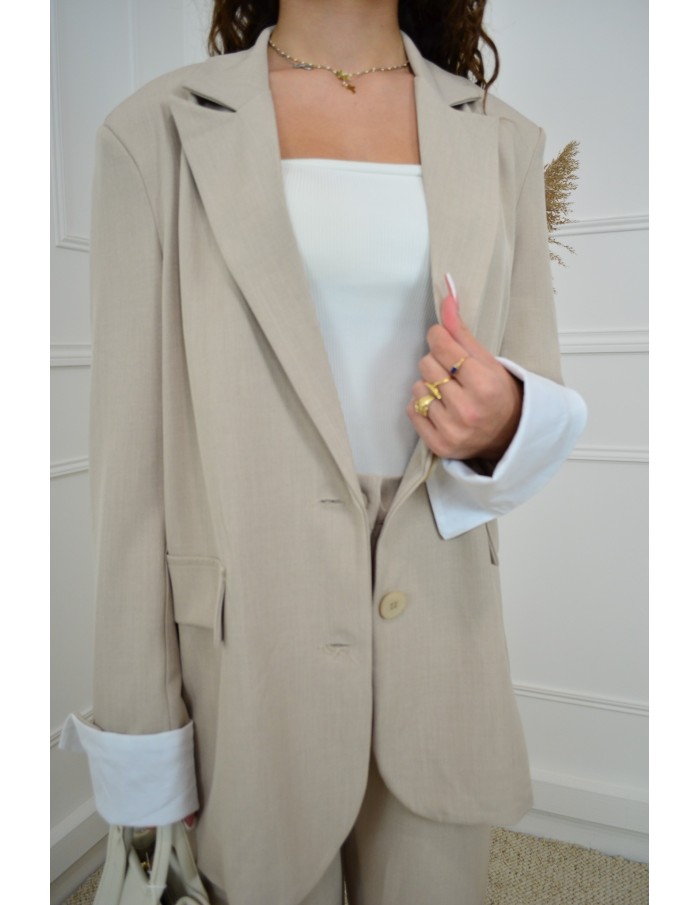 Ensemble 2 Pièces Beige : Blazer et Pantalon - femme - Accueil