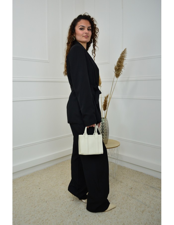 Ensemble 2 pièces noir - Blazer à nouer et pantalon - femme - Accueil