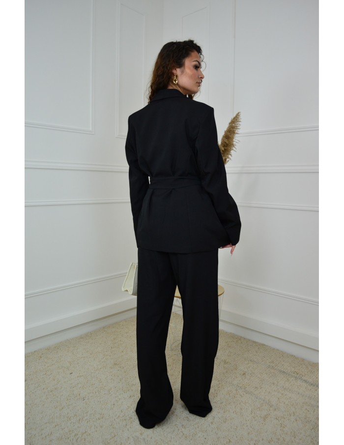 Ensemble 2 pièces noir - Blazer à nouer et pantalon - femme - Accueil