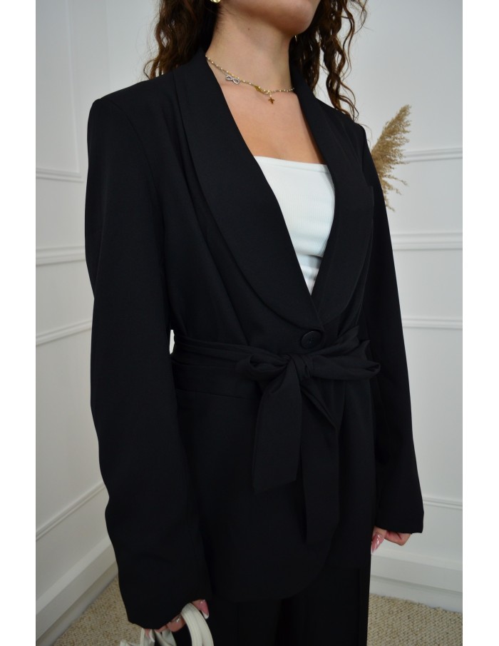Ensemble 2 pièces noir - Blazer à nouer et pantalon - femme - Accueil