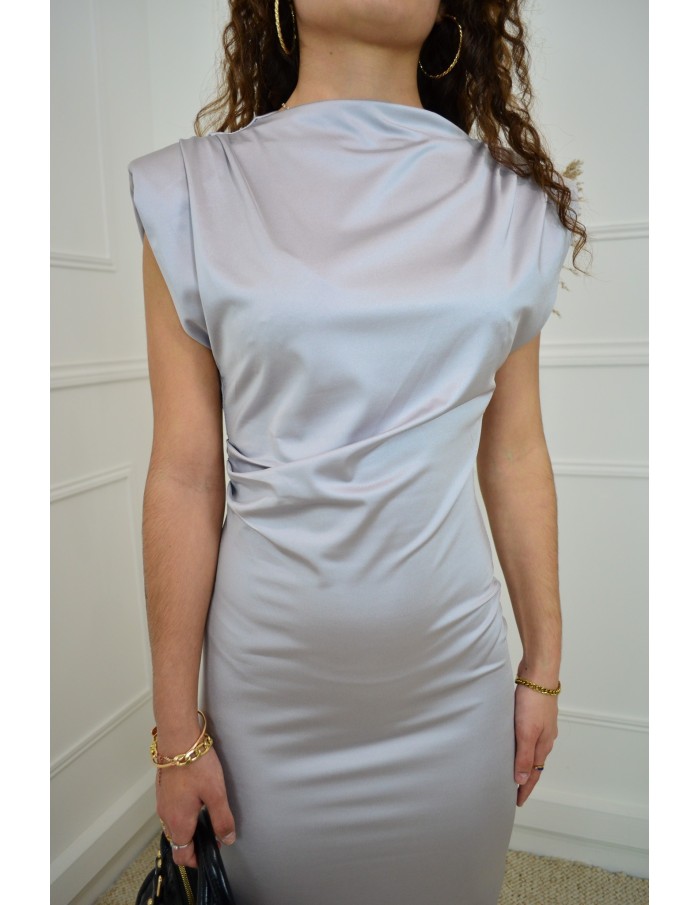 Robe longue grise sans manches avec épaulettes - femme - Accueil