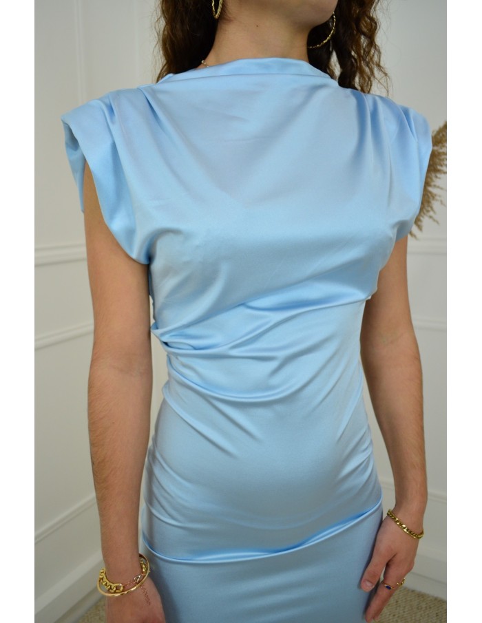Robe longue bleue sans manches avec épaulettes - femme - Accueil