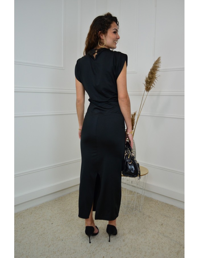 Robe longue noire sans manches avec épaulettes - femme - Accueil