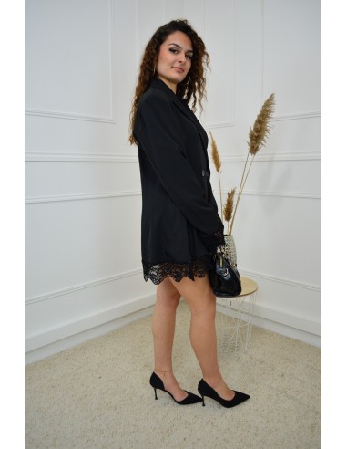 Robe blazer noire avec bordures en...