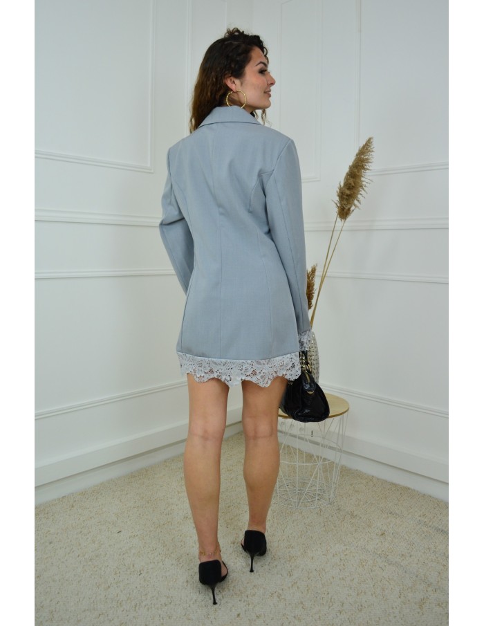 Robe Blazer Chic avec Bordures en Dentelle - Élégante et Moderne