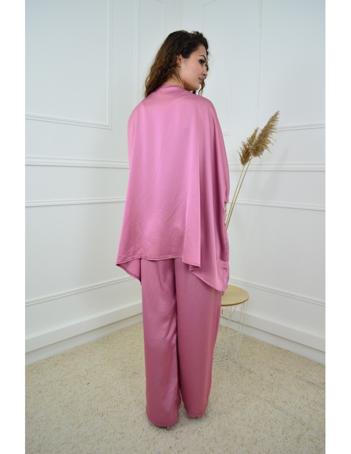 Ensemble Rose Satiné Femme avec Strass – Élégance & Confort