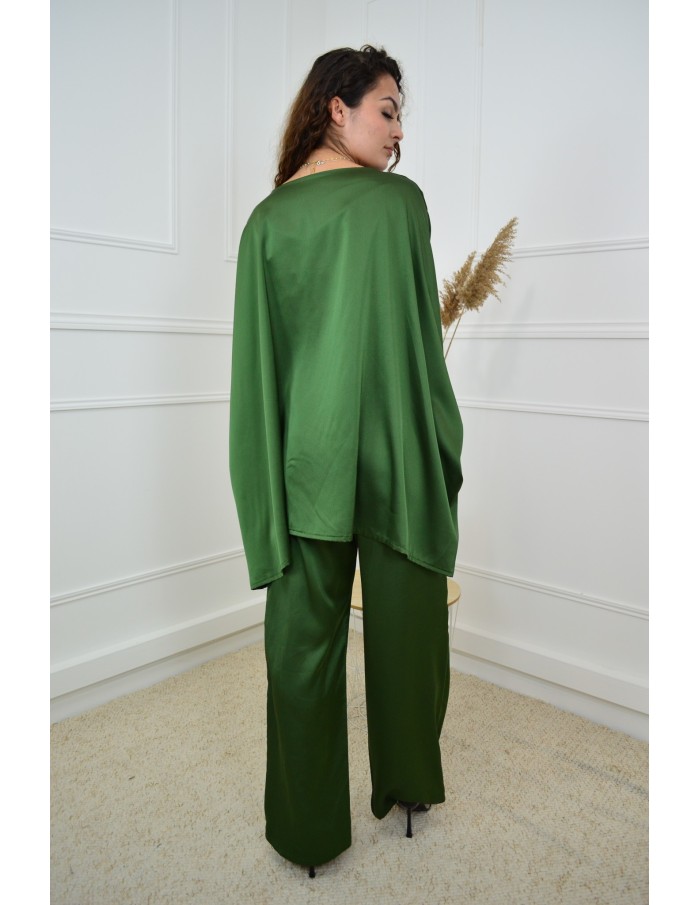 Ensemble Kaki Satiné Femme avec Strass – Élégance & Confort