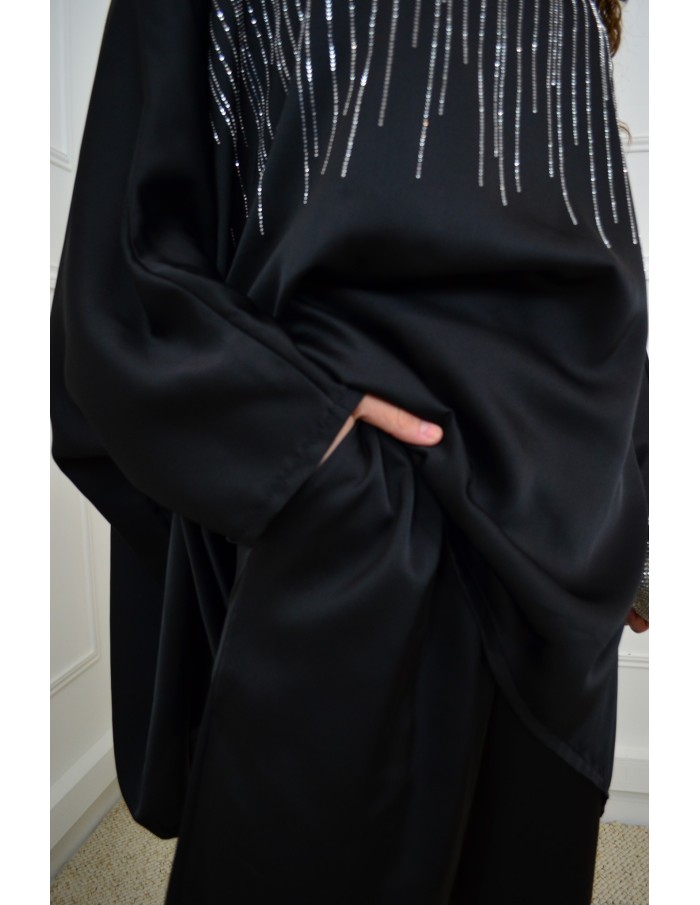 Ensemble noir Satiné Femme avec Strass – Élégance & Confort
