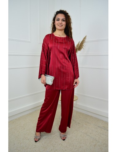 Ensemble bordeaux haut avec strass +...