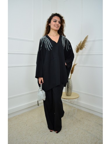 Ensemble noir haut avec strass +...