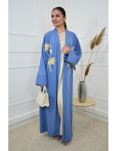 Manteau bleu avec fleurs - femme