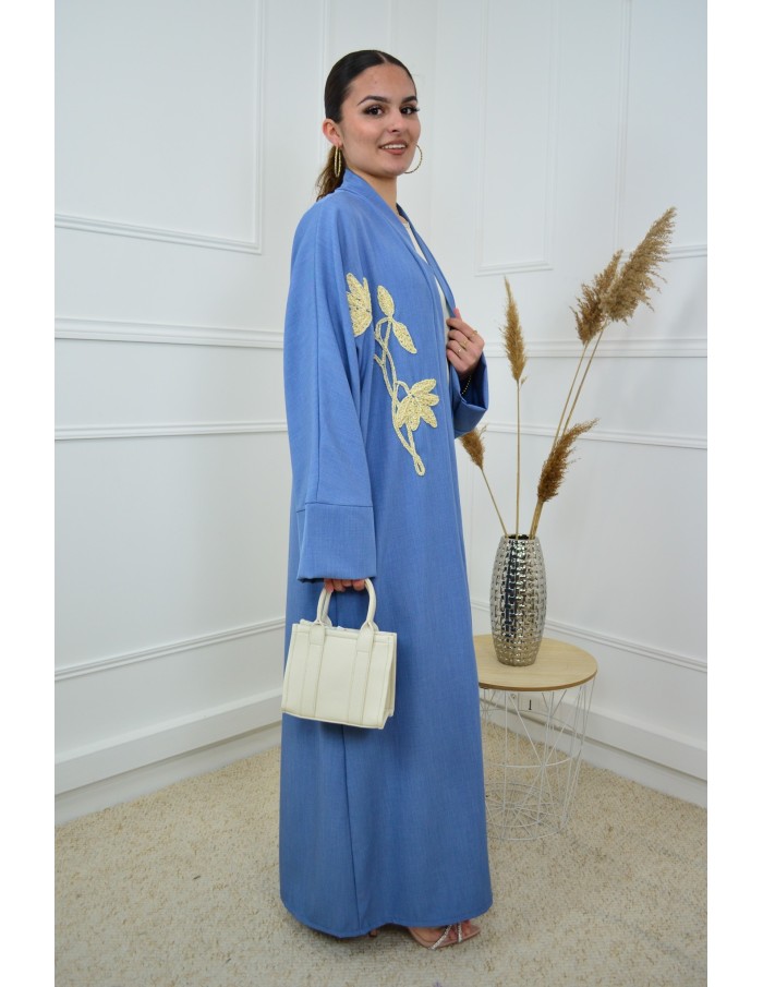 Manteau bleu avec fleurs - femme - Accueil