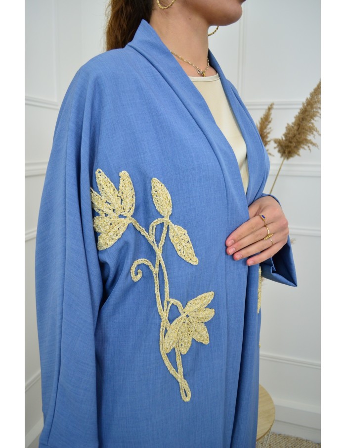 Manteau bleu avec fleurs - femme - Accueil