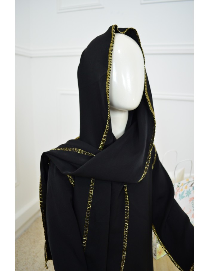 Robe Abaya noire avec voile intégré – fille - Accueil