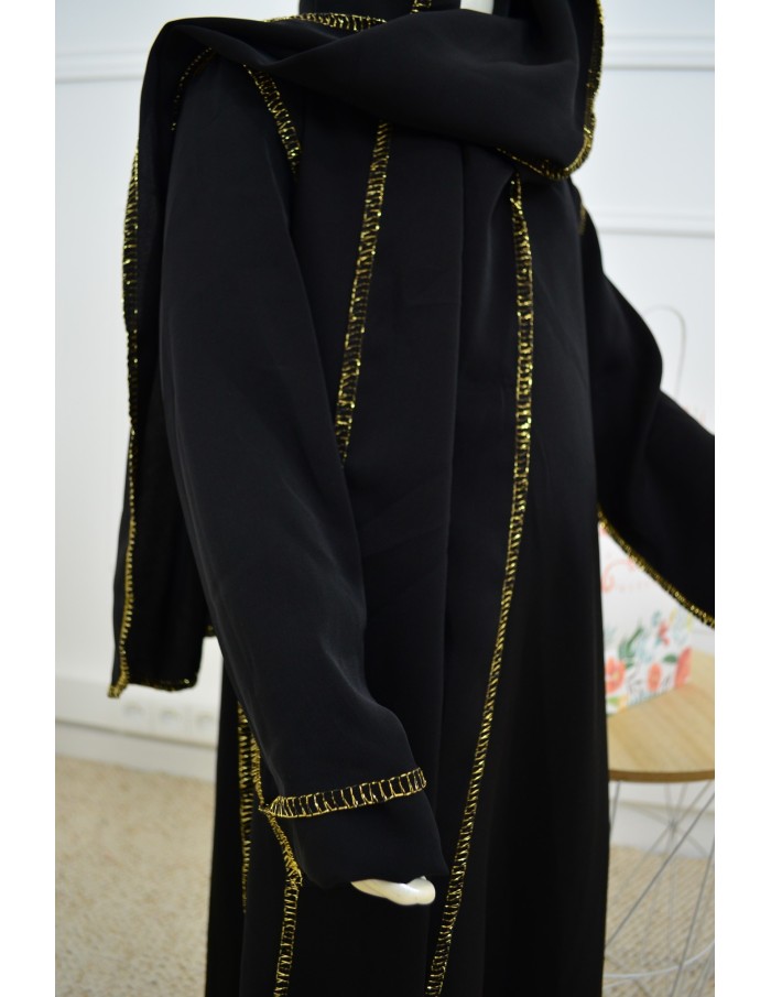 Robe Abaya noire avec voile intégré – fille - Accueil