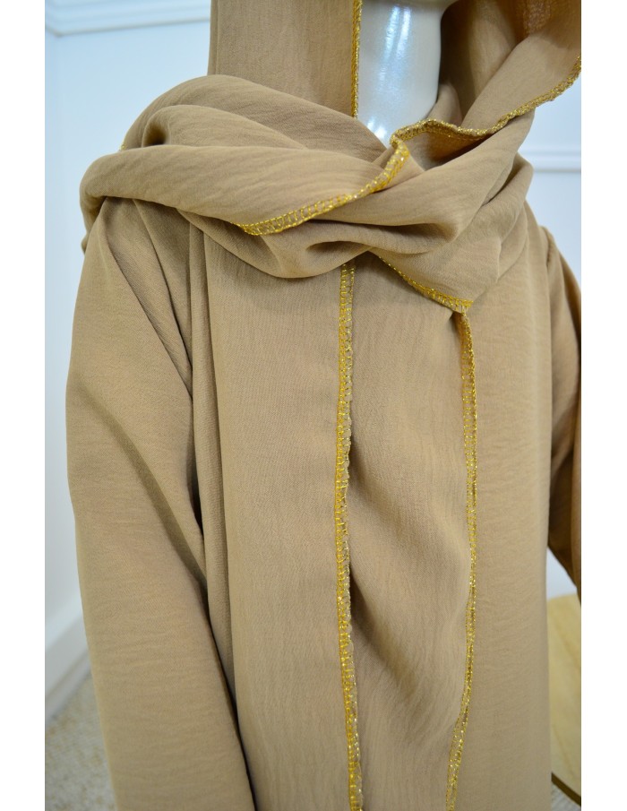 Robe Abaya beige avec voile incorporé – fille - Accueil