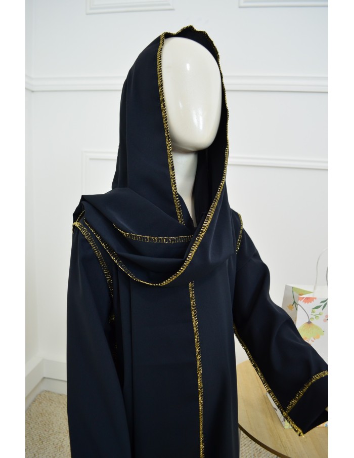 Robe Abaya bleu marine avec voile intégré – fille - Accueil