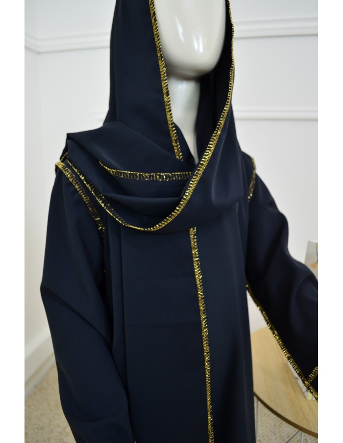 Robe Abaya bleu marine avec voile intégré – fille - Accueil